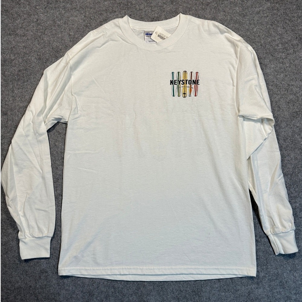 Gildan Keystone Colorado Long Sleeve Shirt Large White Ski Snowboard Graphic